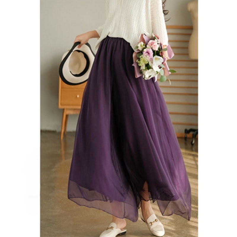 Wide Leg Pants in Solid Color with Artistic Flair