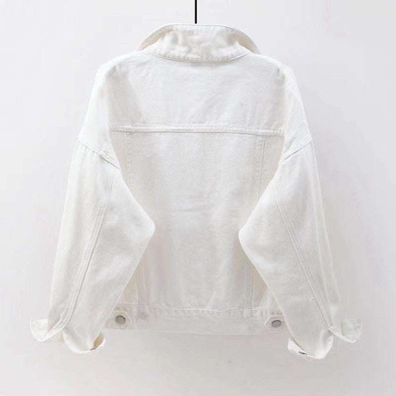 Oversized Vintage White Denim Jacket