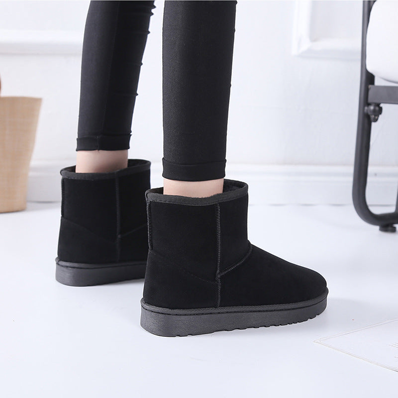 Women's Faux Fur Snow Boots | Suede Flat Heel Winter Ankle Boots