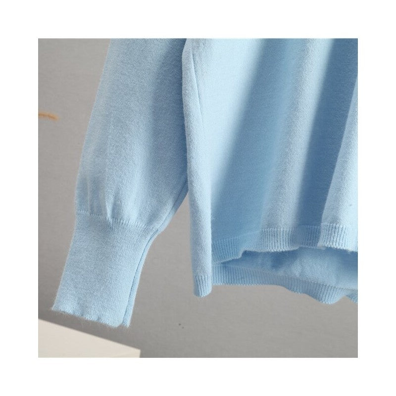 Solid Knit Sweater and Wide Leg Pants Set