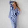 Chic Blue Striped Women's Two-Piece Suit