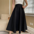 High-Waisted A-Line Midi Skirt in Solid Color