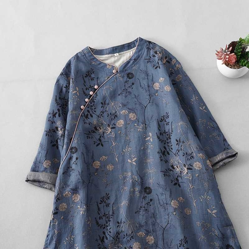 Vintage Floral Half-Sleeve Cheongsam Dress
