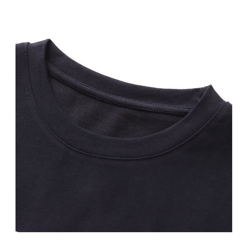 Bold Solid Letter Print Crew Neck T-Shirt