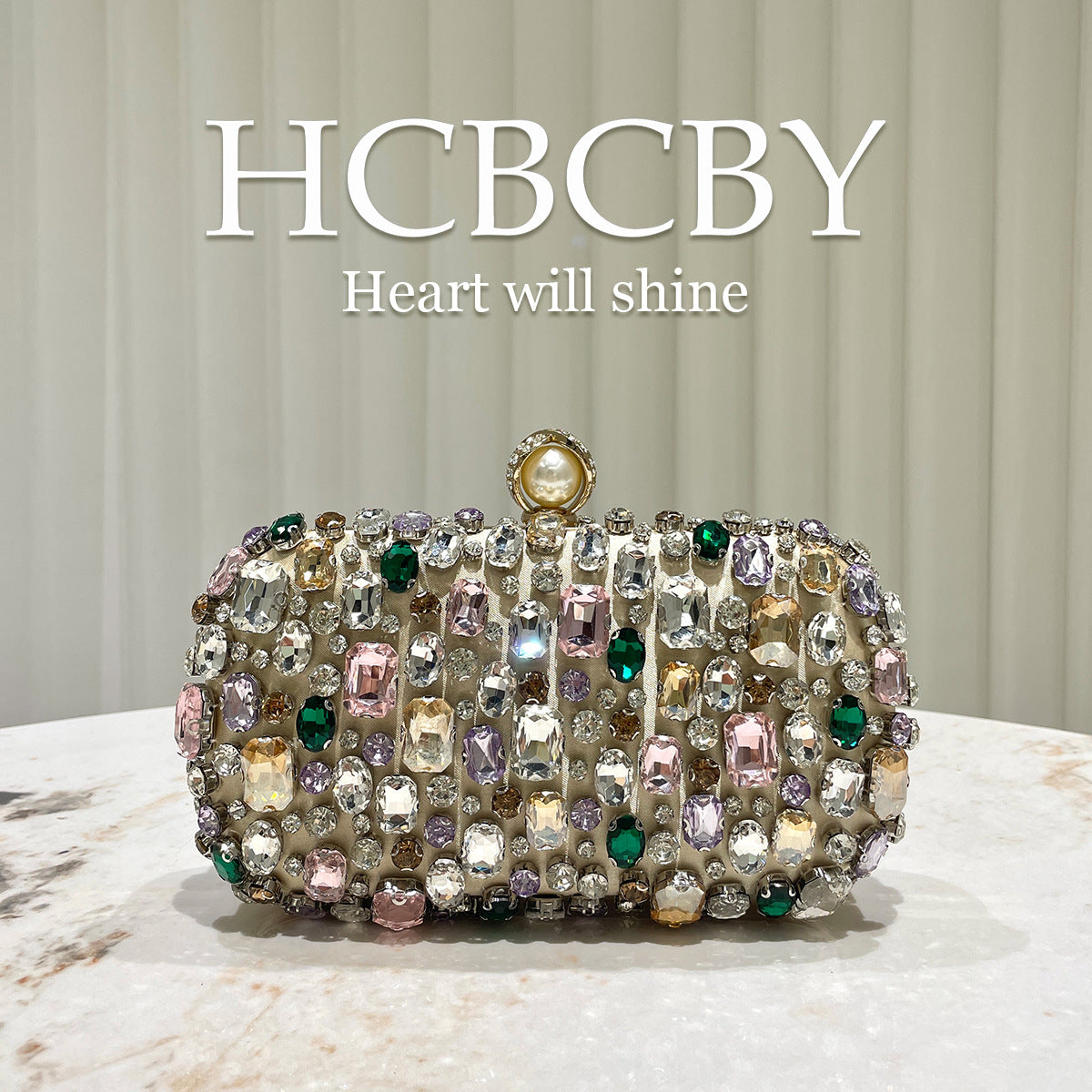 Elegant Gold Rhinestone Evening Clutch with Chain Strap - Women's Formal Handbag
