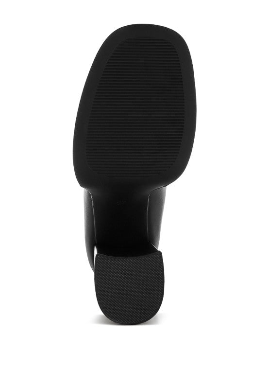 Edwina Chunky Penny Strap Heeled Loafers