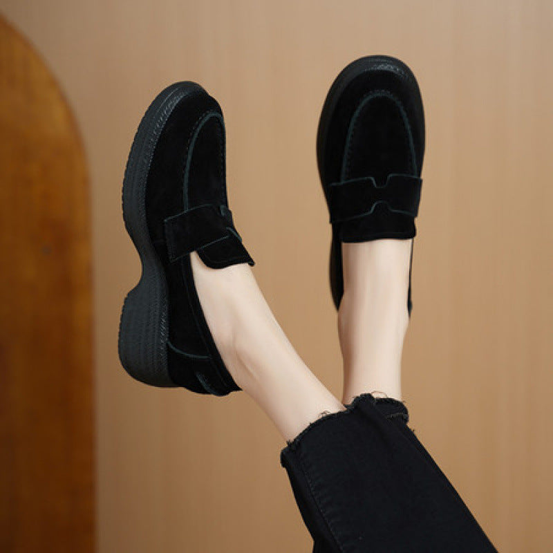 Women's Skull Print Wedge Slip-On Shoes – Round Toe High-Top Platform Loafers