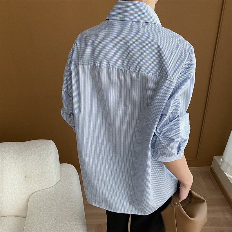 Convertible Striped Button-Down Shirt