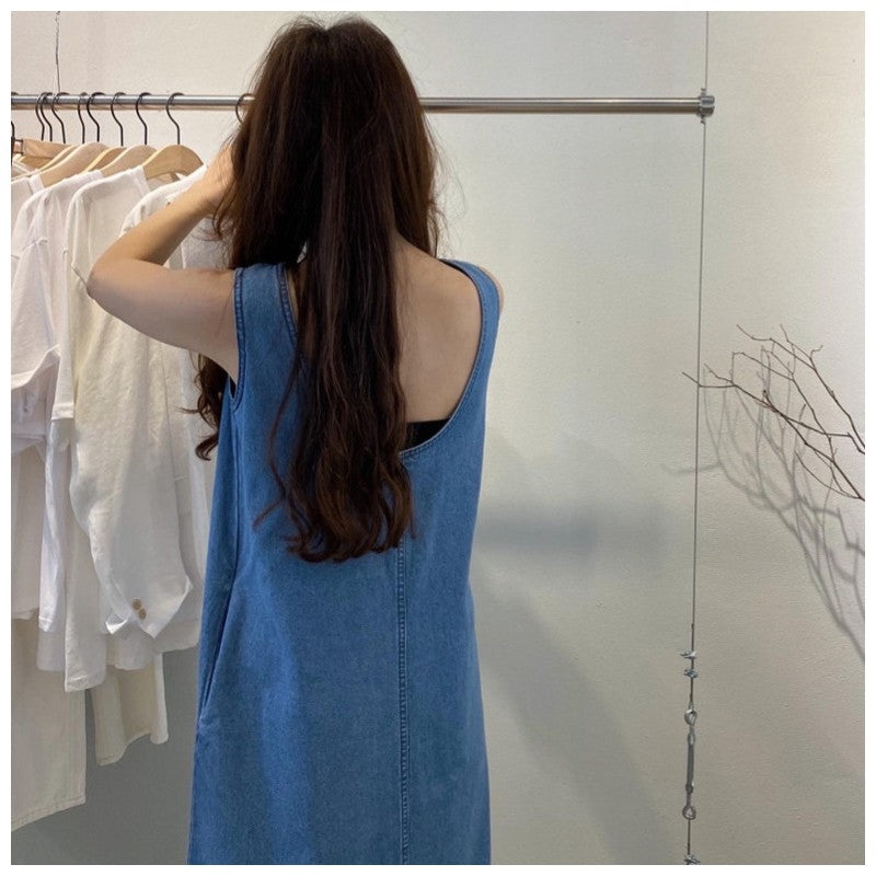 Minimalist Sleeveless Denim Dress