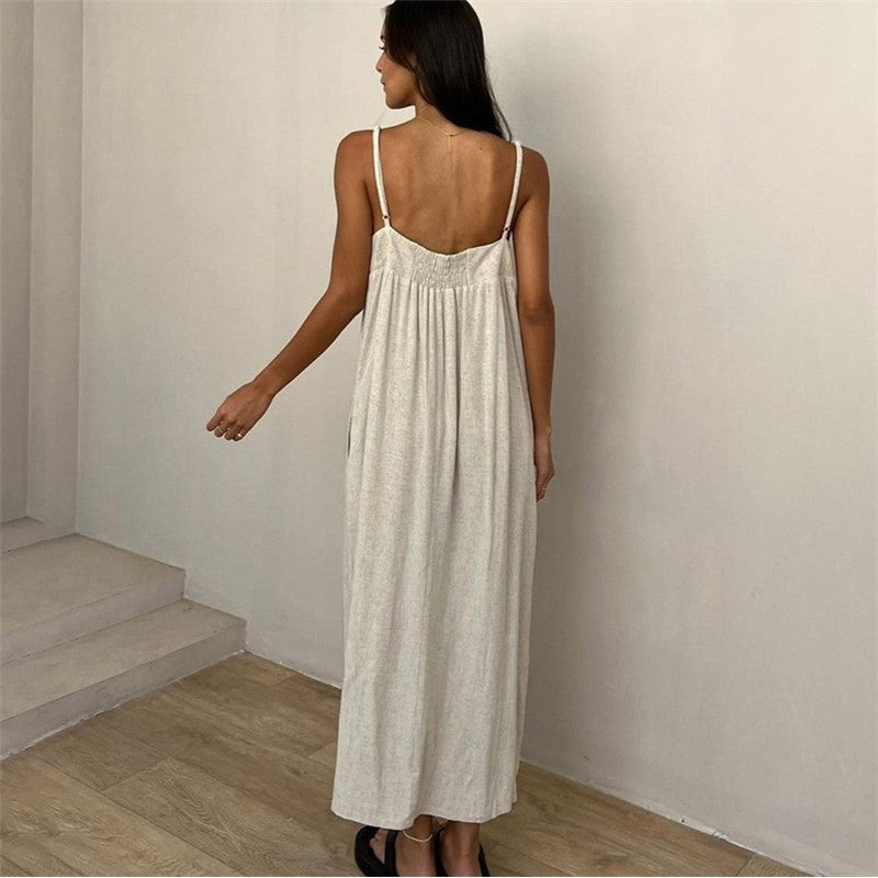 Soft Skin-Friendly Long Camisole Nightgown for Fashionable Comfort