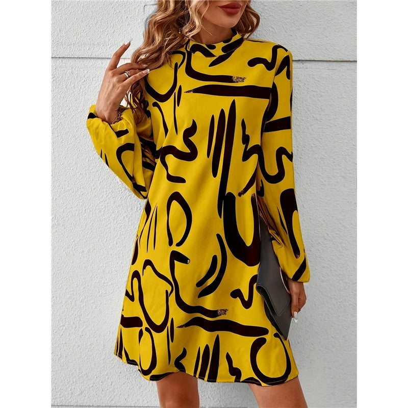 Printed Lantern Sleeve Maxi Dress for Women