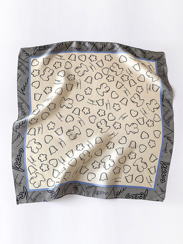 Square Animal Printed Geometric Letter Print Scarf