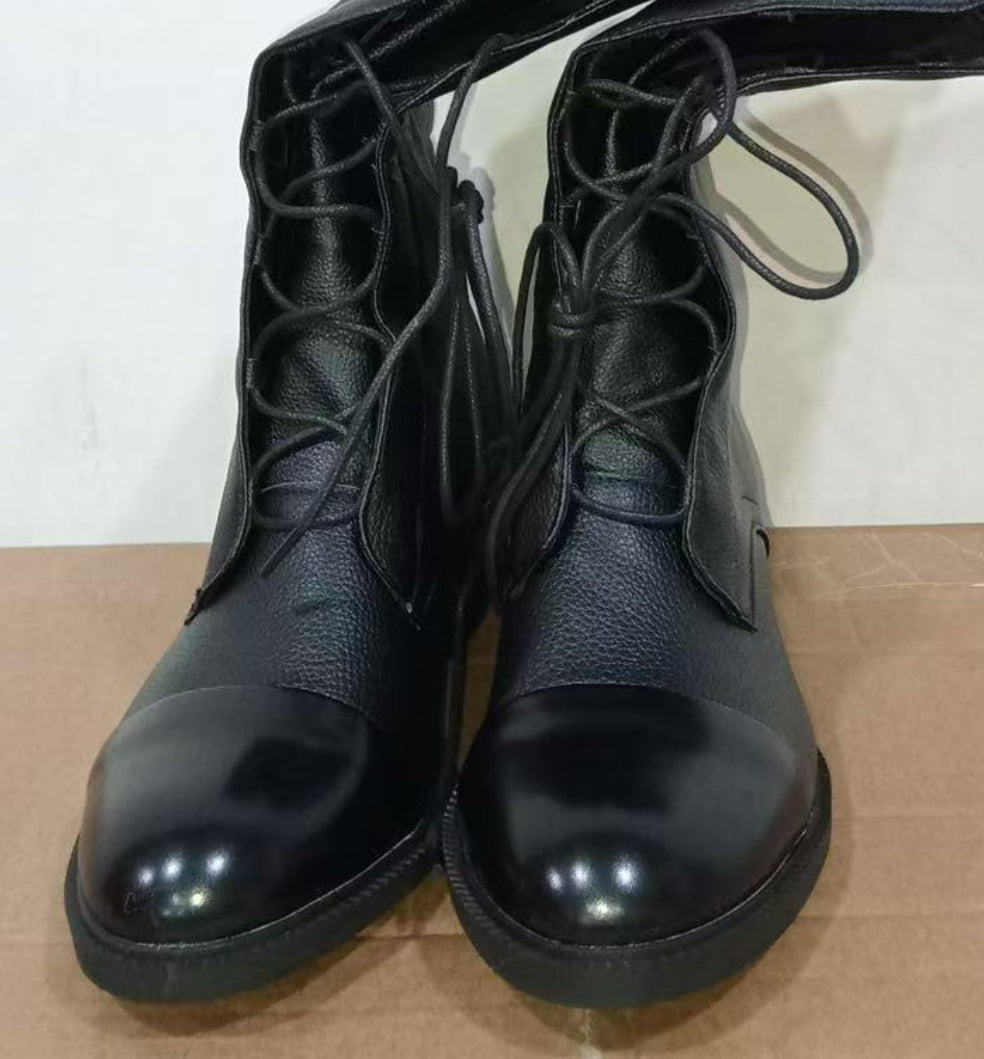Women's Fleece-Lined Combat Boots - British Style Lace-Up Ankle Boots with Chunky Sole
