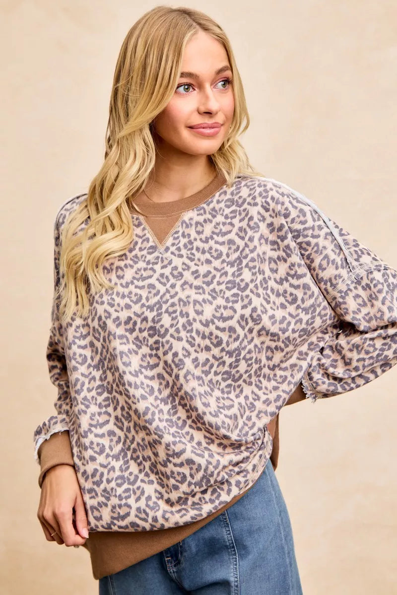 Leopard Printed French Terry Sweatshirt