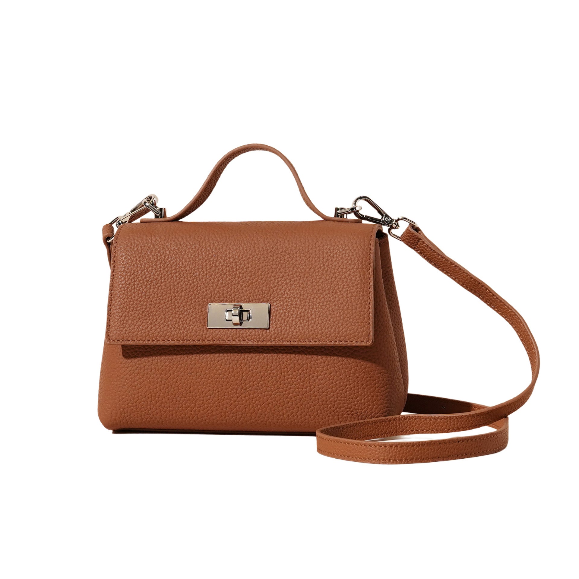 Women's Genuine Leather Crossbody Shoulder Bag | Lock Clasp | Phone & Card Pockets