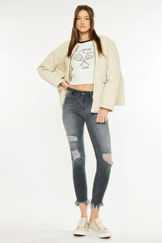 Kancan High Rise Distressed Ankle Skinny Jeans