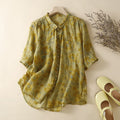 Flowy Floral Cardigan Blouse with Mid-Length Sleeves