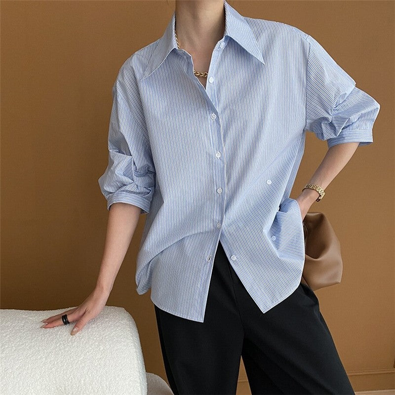 Convertible Striped Button-Down Shirt