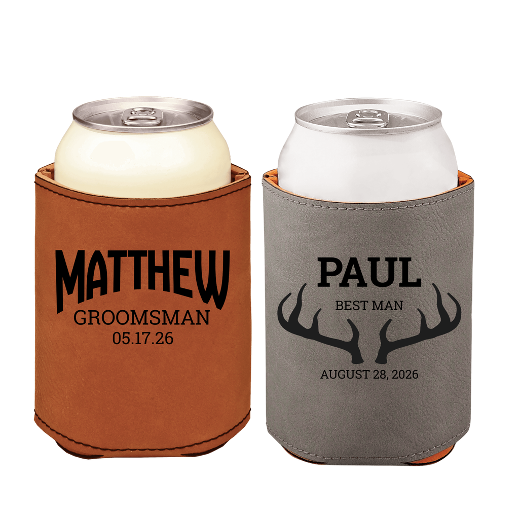 Leather Groomsman Can Cooler