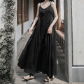 Solid Color Sleeveless Maxi Dress with Spaghetti Straps and Flowy Hem