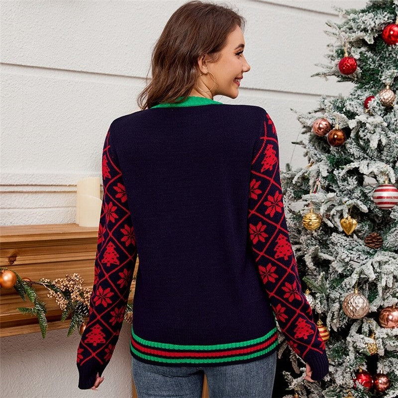 Sparkling Embroidered Jacquard Christmas Sweater