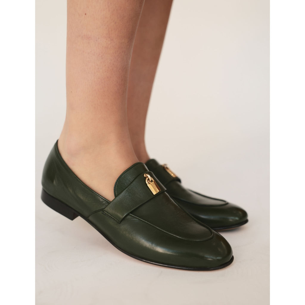 Seafoam Leather Lock Flat Loafer