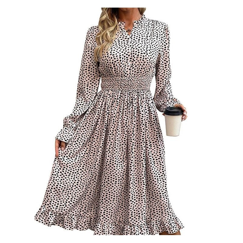 Leopard Print Long Sleeve Dress - Trendy and Chic