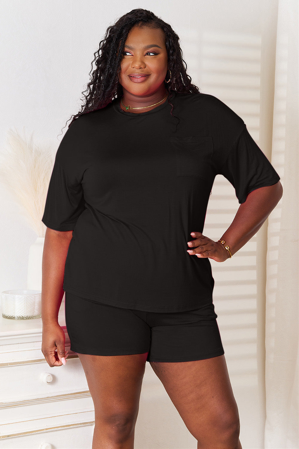 I am a Fashion Junky Full Size Soft Rayon Half Sleeve Top and Shorts Set
