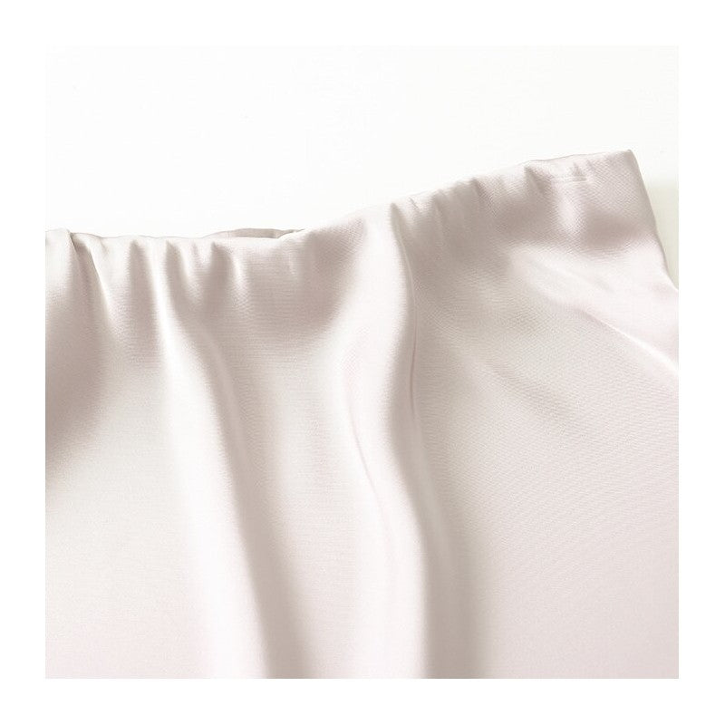 High-Waisted Satin Mermaid Midi Skirt with Draped Slit