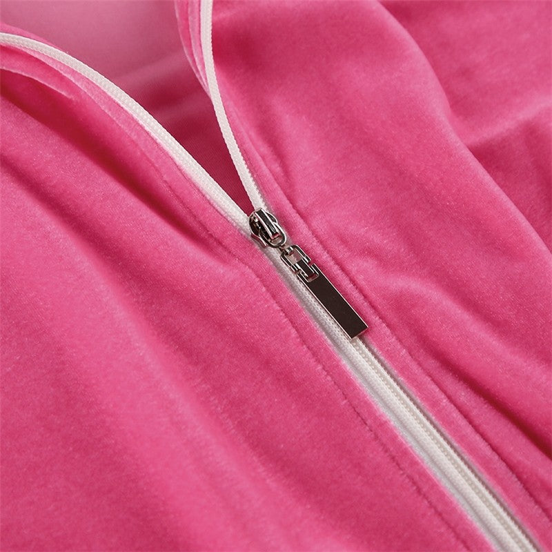 Velvet Drawstring Hoodie and Wide Leg Pants Sports Casual Suit