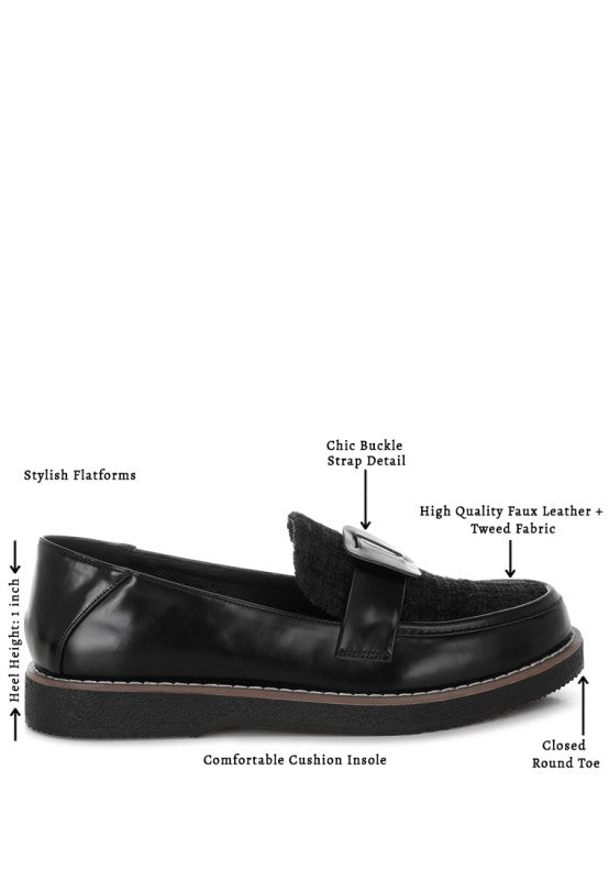 Elaris Tweed & Faux Leather Loafers