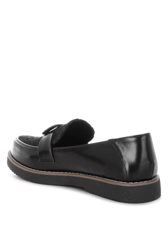 Elaris Tweed & Faux Leather Loafers