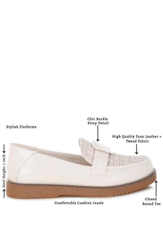 Elaris Tweed & Faux Leather Loafers