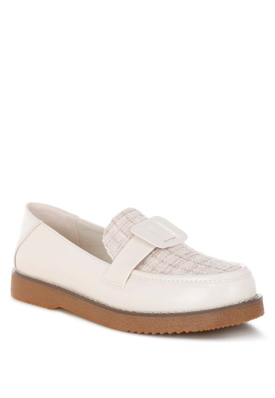 Elaris Tweed & Faux Leather Loafers