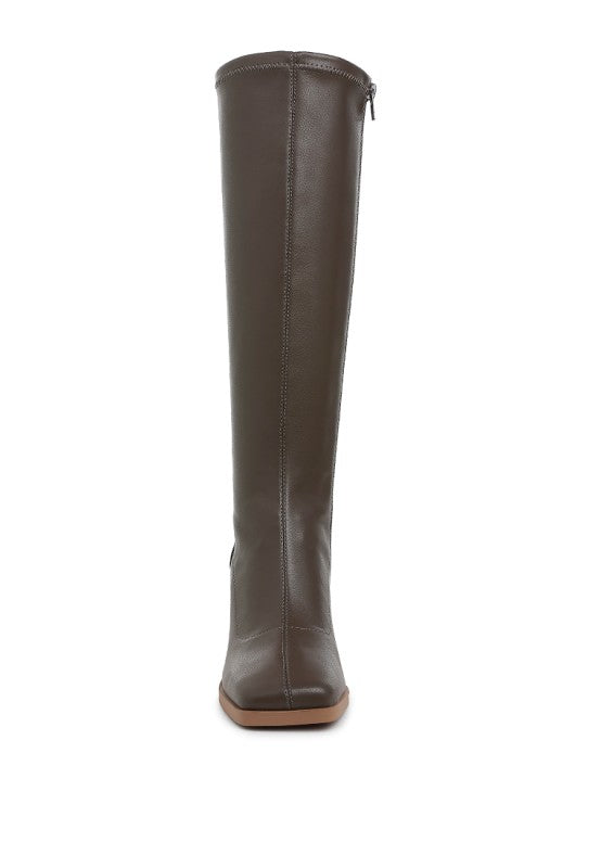 Menomi Faux Leather Block Heel Boots