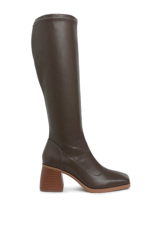 Menomi Faux Leather Block Heel Boots