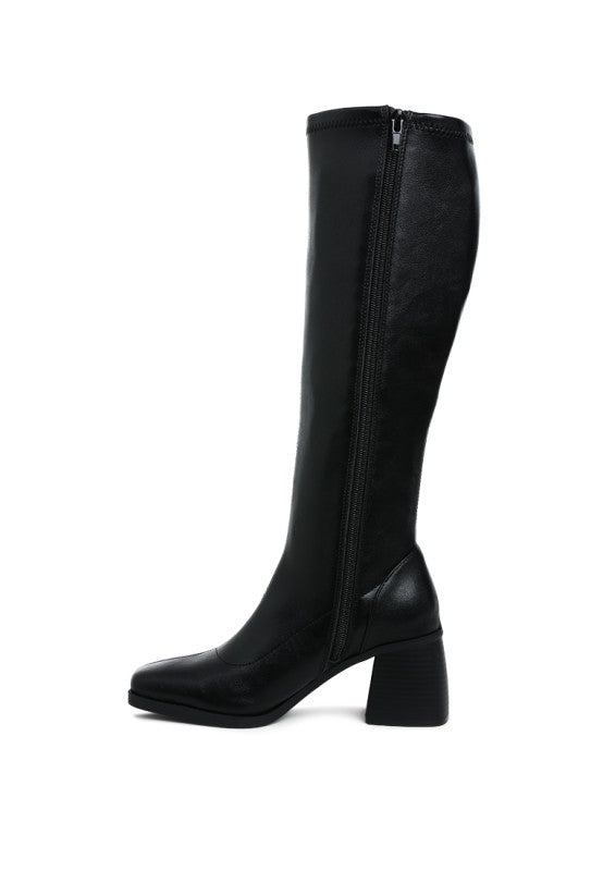 Menomi Faux Leather Block Heel Boots
