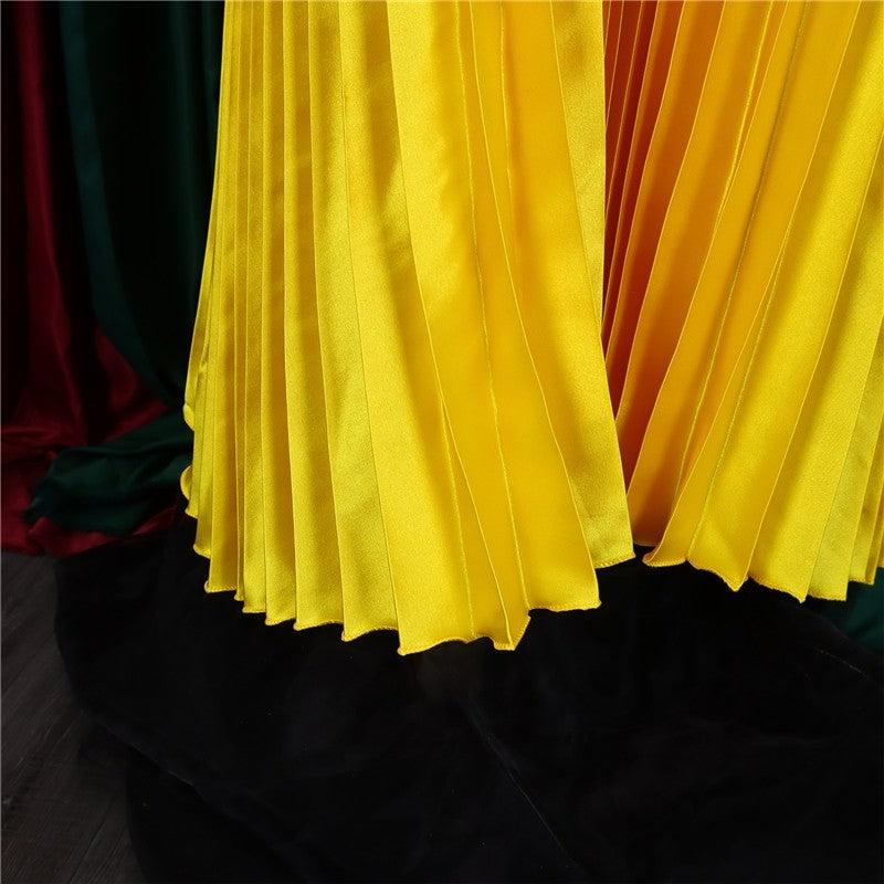 Solid Color Halter Pleated A-Line Dress