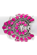 Squash Blossom Oversize Stone Open Cuff