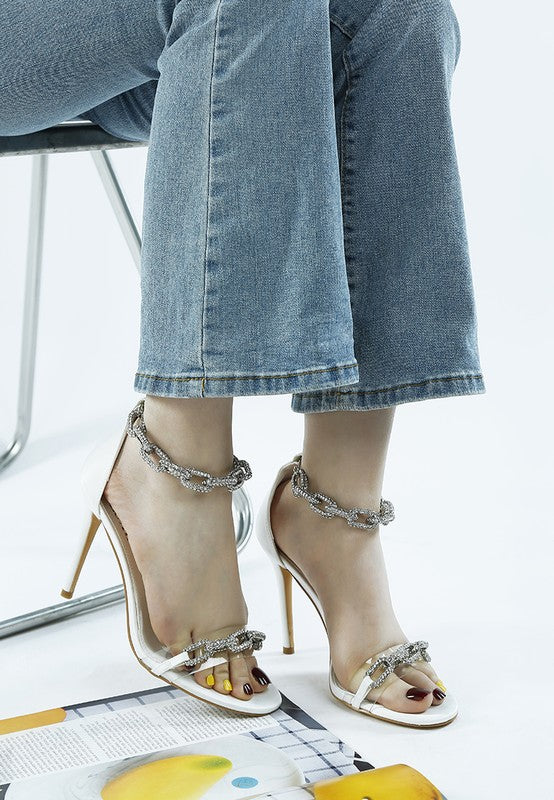 Rabenda Rhinestones Chain Stiletto Sandals