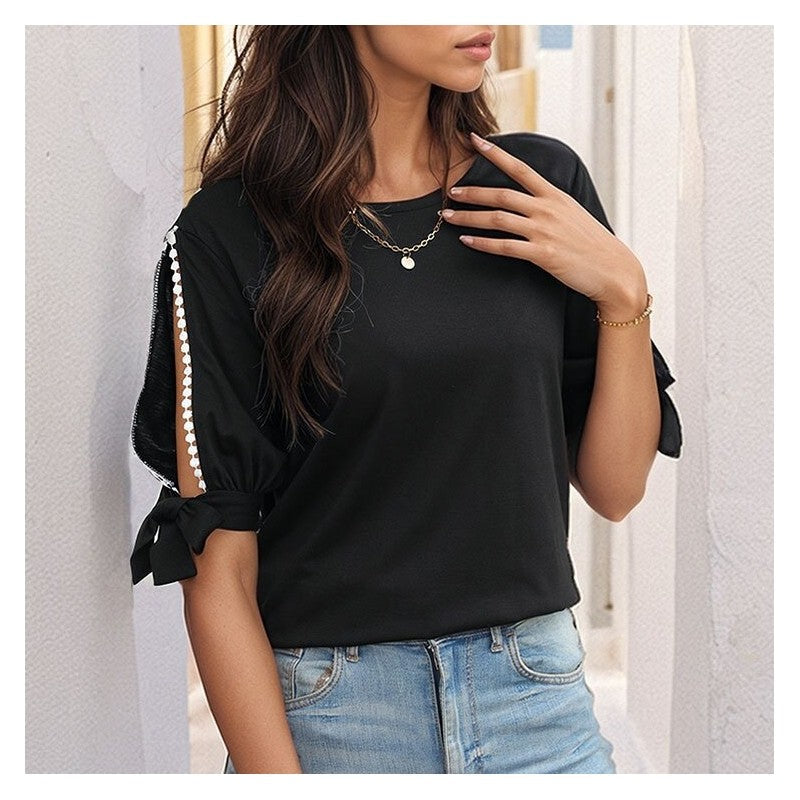 Hollow Out Cold Shoulder Black Fashion Top