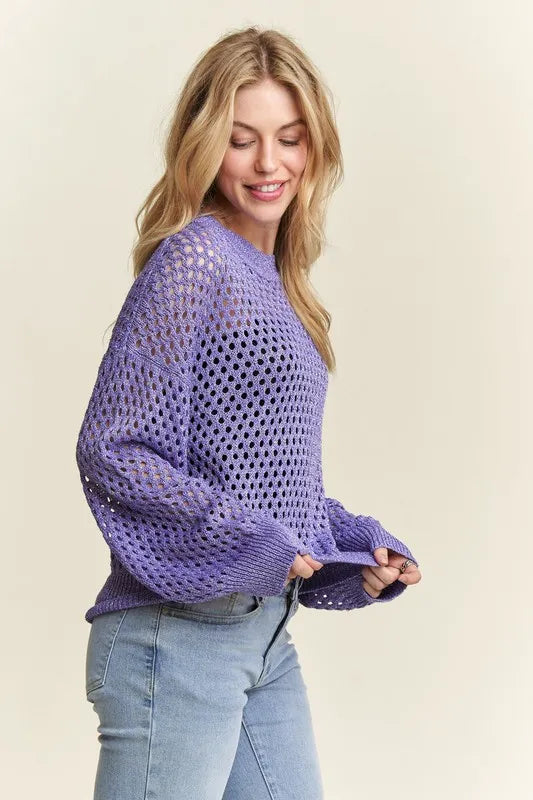 Round Neck Lurex Crochet Top