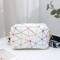 Geometric Print Camera Bag with Letter Strap