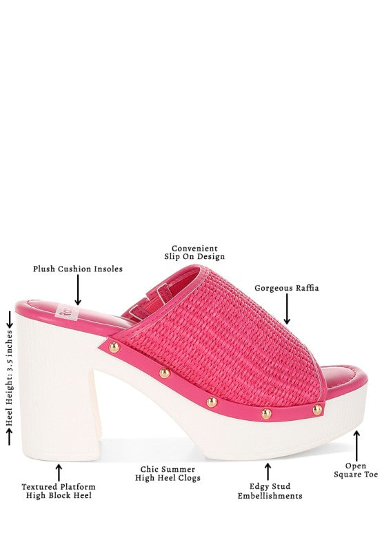 Marengo Raffia Wooden Clogs