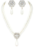 Pearl Teardrop Crystal Pendant Necklace Set