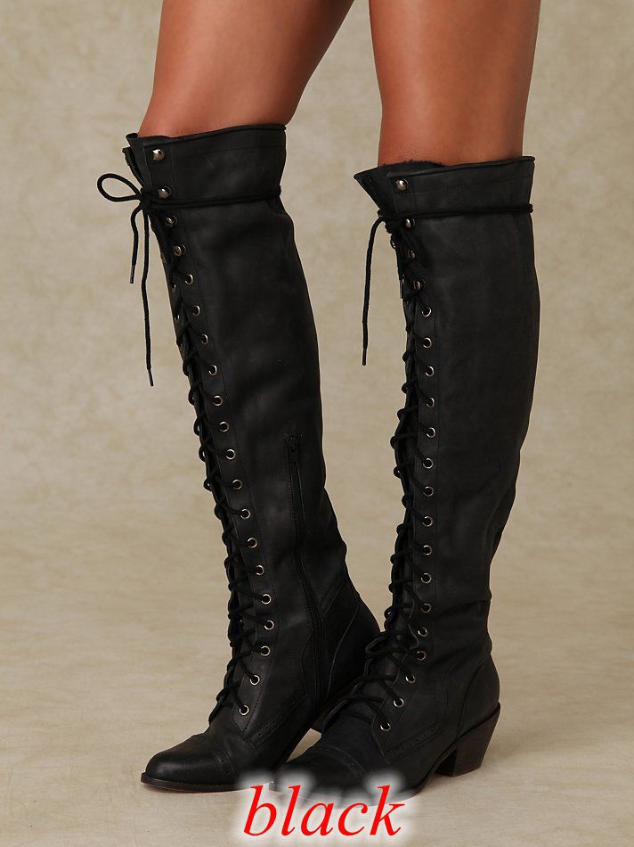 Women's Over-the-Knee Boots – PU Leather Round-Toe High-Shaft Boots with Side Zipper