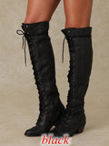 Women's Over-the-Knee Boots – PU Leather Round-Toe High-Shaft Boots with Side Zipper