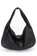 Fashion Handbag Weaved Faux Leather Soft Shoulder Bag Stylish Chic Accessory