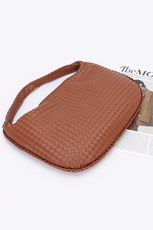 Fashion Handbag Weaved Faux Leather Soft Shoulder Bag Stylish Chic Accessory