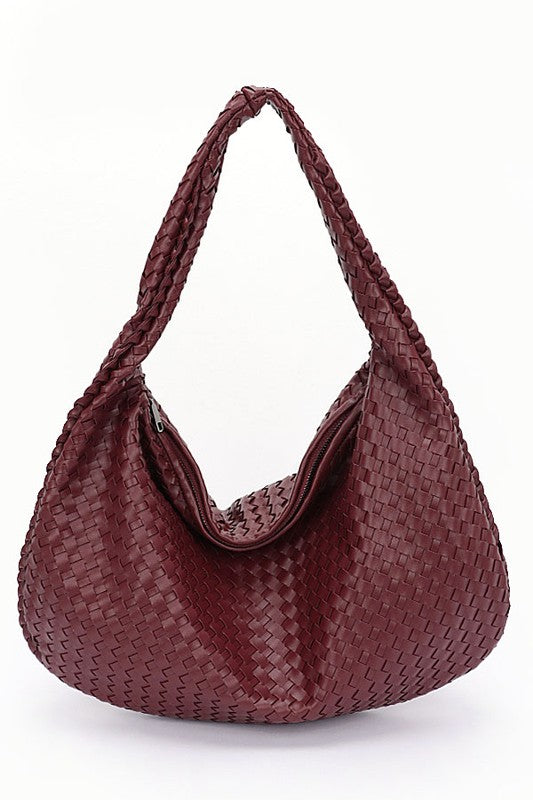 Fashion Handbag Weaved Faux Leather Soft Shoulder Bag Stylish Chic Accessory